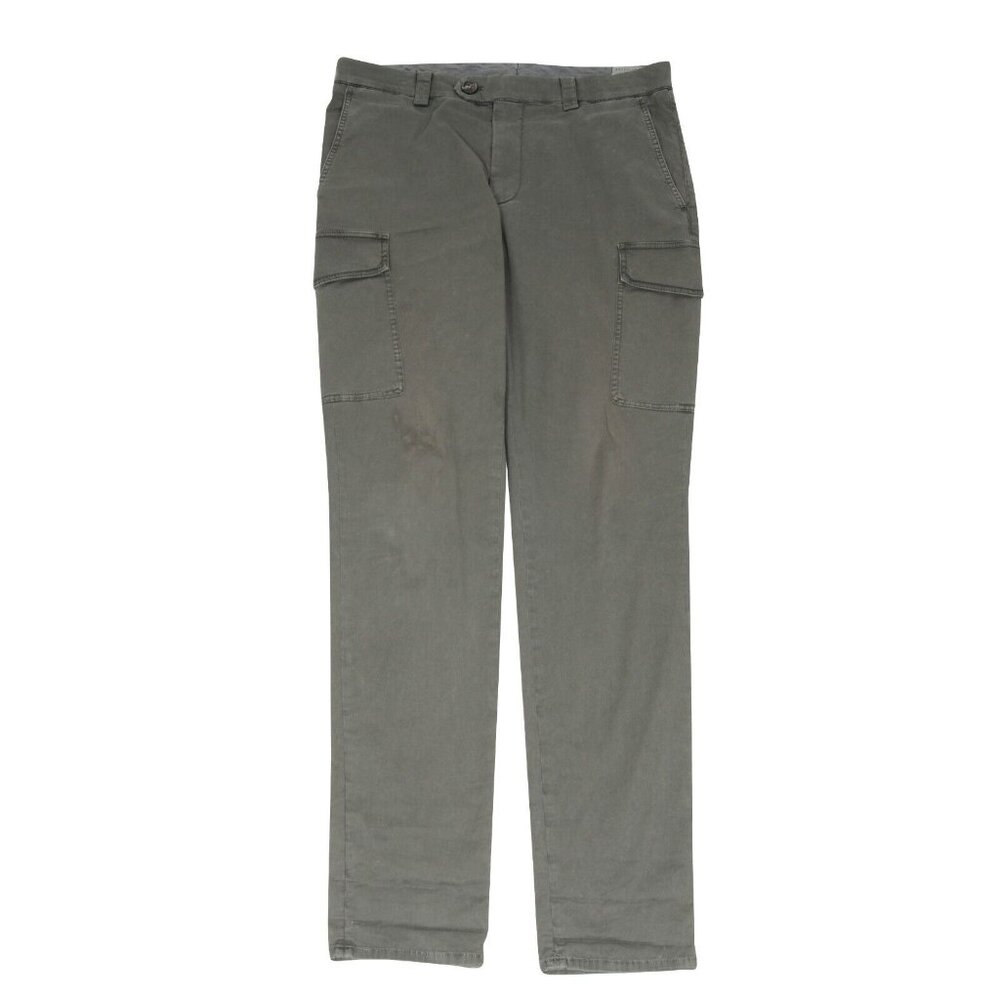 Brunello Cucinelli Mens Leisure Fit Cargo Pants 46 Olive Green Straight Leg